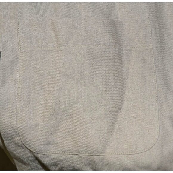 Vintage LAFAYETTE 148 100% Linen Open Front Jacket Size L Raw Trim Neutral Khaki - Picture 7 of 14